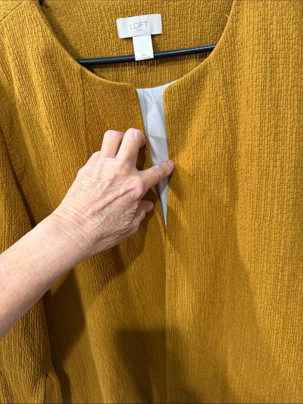 LOFT Mustard Textured Shift Dress